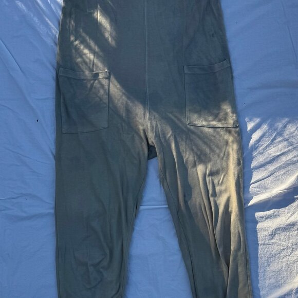 For Days Wear Wrecklessly Organic Cotton Relaxing Romper Distressed Khaki Sage - Picture 10 of 15